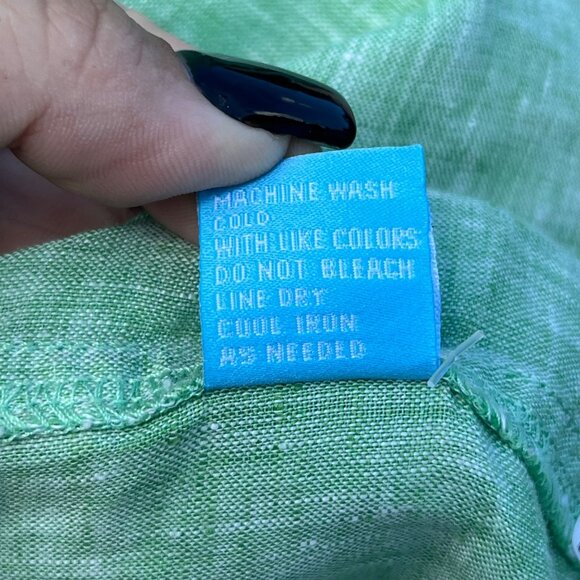 J. McLaughlin Britt Green 100% Linen Long Sleeve Button Up Shirt Size S - Picture 6 of 8